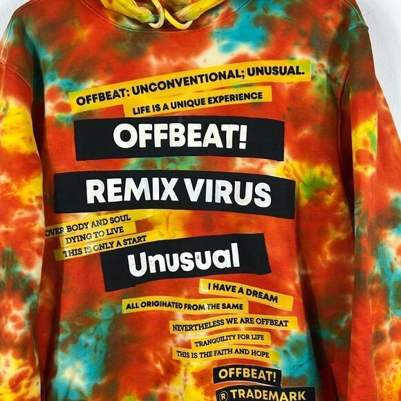 🔥 OFFBEAT Designer Streetwear RARE Tie-Dye HOODIE Sweatshirt Men Sz Medium - EU - Picture 3 of 10